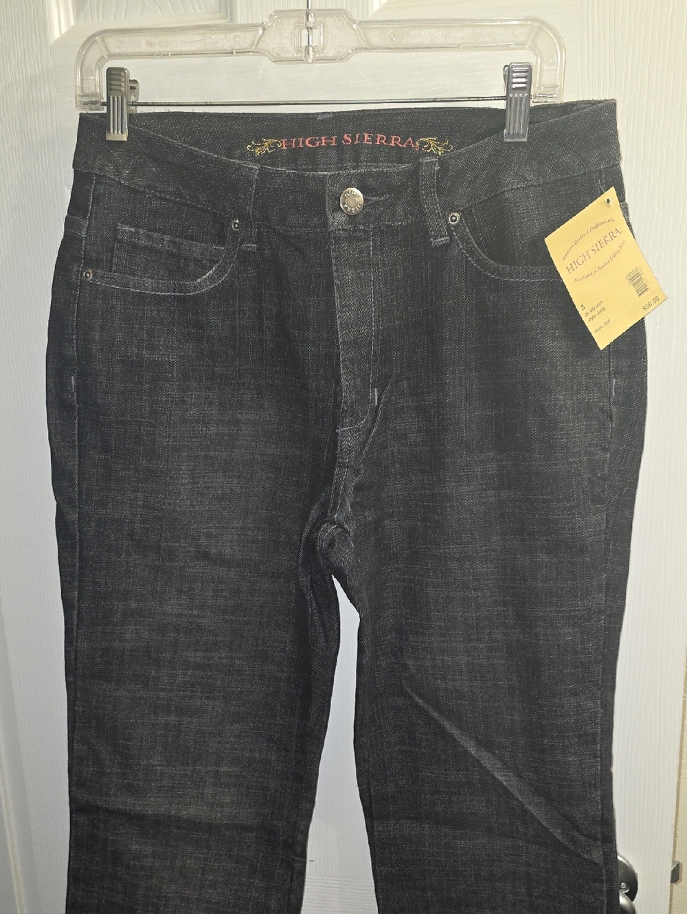 High Sierra Women's Dark Gray Straight-Leg Jeans With Jeweled Pockets Size 8